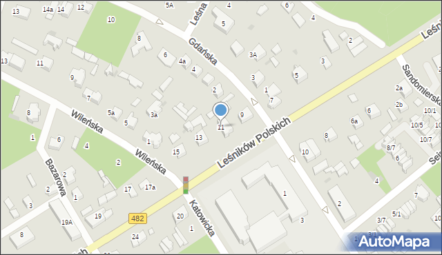 Łask, Leśników Polskich, 11, mapa Łask