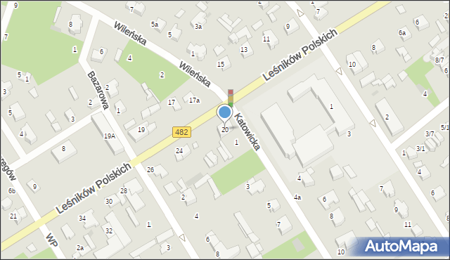 Łask, Leśników Polskich, 20, mapa Łask