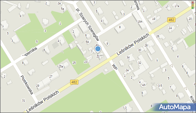 Łask, Leśników Polskich, 21, mapa Łask
