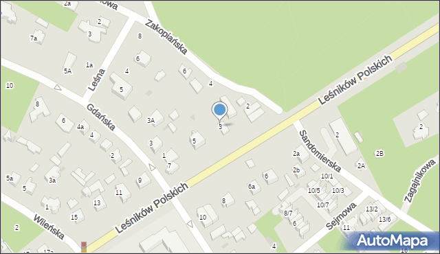 Łask, Leśników Polskich, 3, mapa Łask