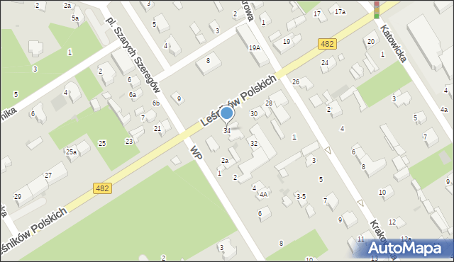 Łask, Leśników Polskich, 34, mapa Łask