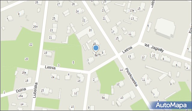 Łask, Letnia, 9a, mapa Łask