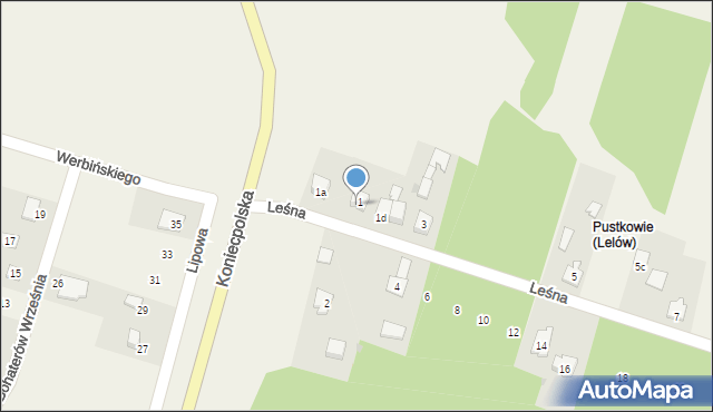 Lelów, Leśna, 1c, mapa Lelów