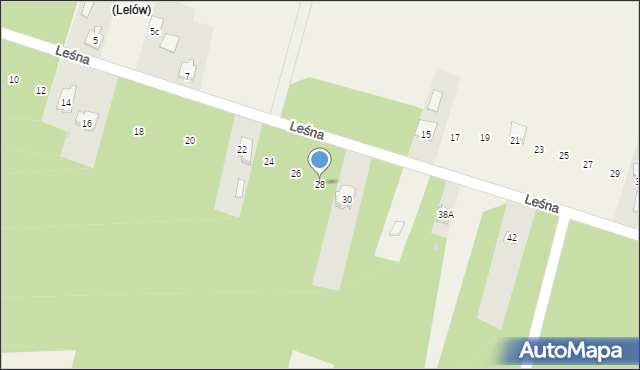 Lelów, Leśna, 28, mapa Lelów