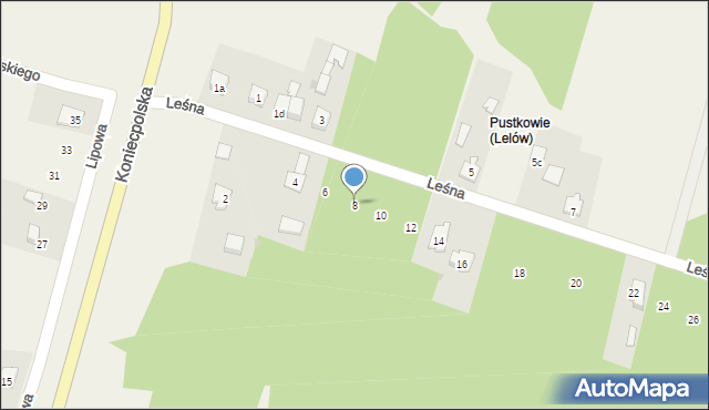 Lelów, Leśna, 8, mapa Lelów