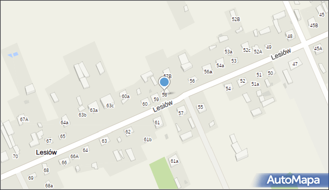 Lesiów, Lesiów, 58, mapa Lesiów