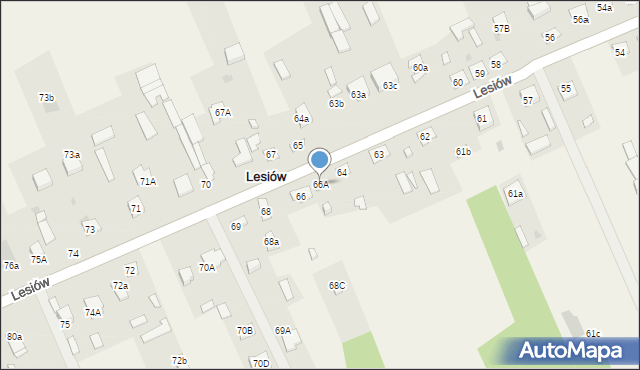 Lesiów, Lesiów, 66A, mapa Lesiów