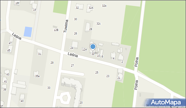 Leszno, Leśna, 12, mapa Leszno