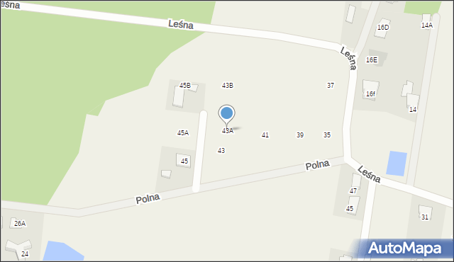 Leszno, Leśna, 43A, mapa Leszno
