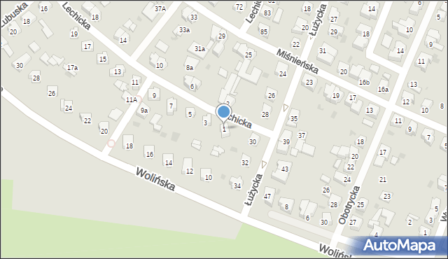Leszno, Lechicka, 1, mapa Leszno