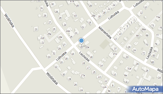 Leszno, Lechicka, 22, mapa Leszno