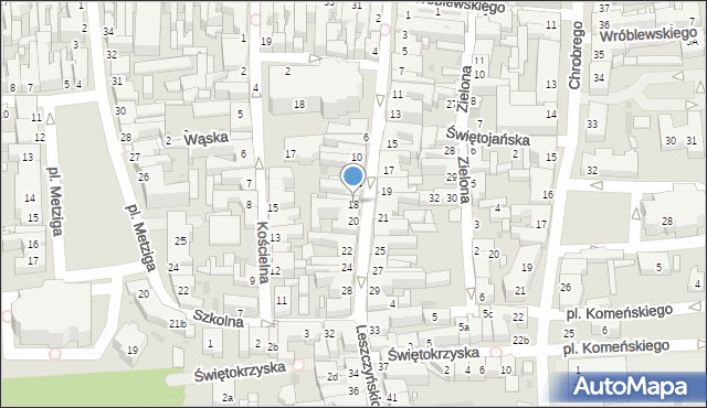 Leszno, Leszczyńskich, 18, mapa Leszno