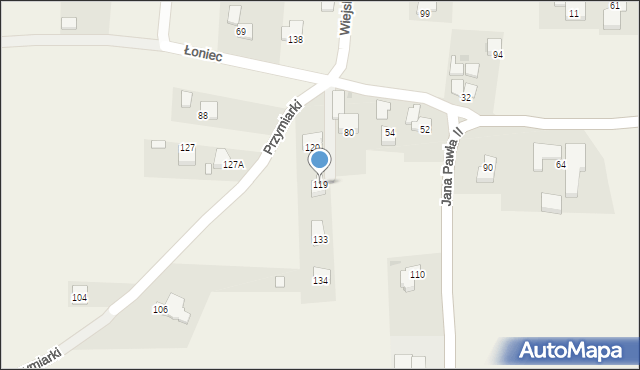 Łężkowice, Łężkowice, 119, mapa Łężkowice