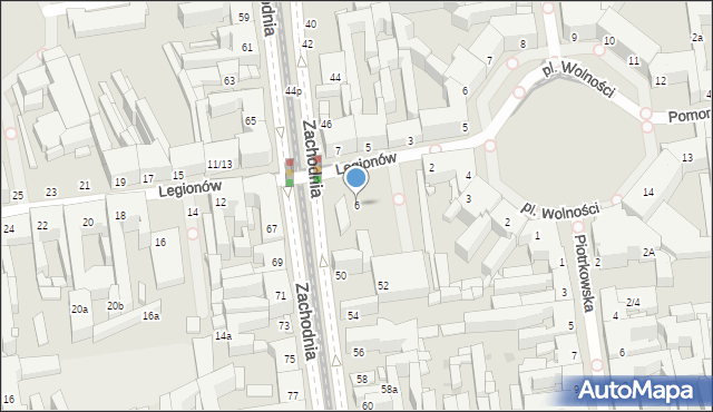 Łódź, Legionów, 6, mapa Łodzi