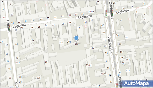 Łódź, Legionów, 16a, mapa Łodzi