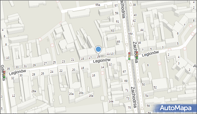 Łódź, Legionów, 15, mapa Łodzi