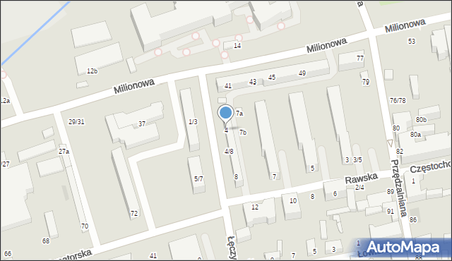 Łódź, Łęczycka, 4, mapa Łodzi
