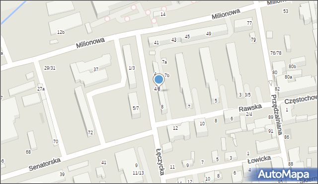 Łódź, Łęczycka, 6, mapa Łodzi