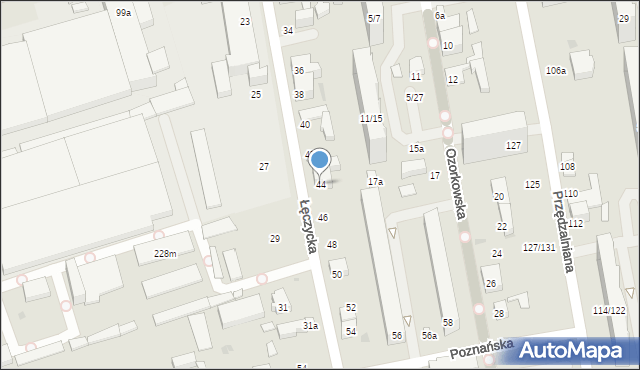 Łódź, Łęczycka, 44, mapa Łodzi