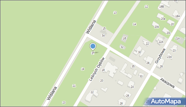 Łomianki, Leśnych Dębów, 17, mapa Łomianki