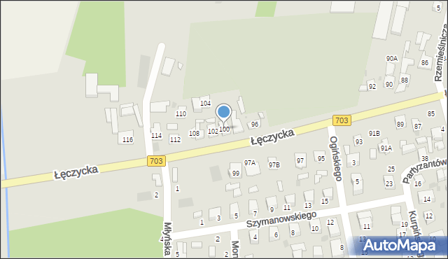 Łowicz, Łęczycka, 100, mapa Łowicza