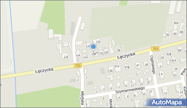 Łowicz, Łęczycka, 108, mapa Łowicza
