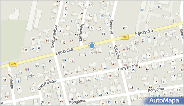 Łowicz, Łęczycka, 71, mapa Łowicza