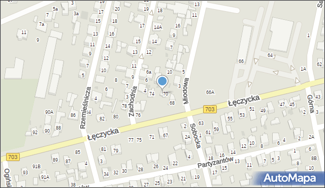 Łowicz, Łęczycka, 72, mapa Łowicza