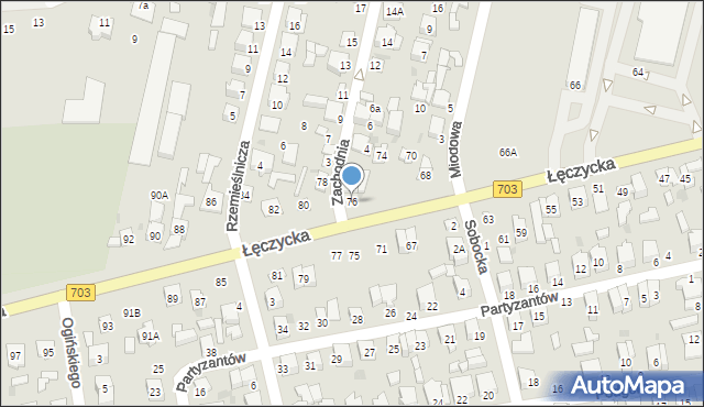 Łowicz, Łęczycka, 76, mapa Łowicza