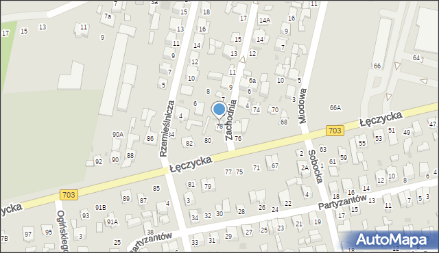 Łowicz, Łęczycka, 78, mapa Łowicza