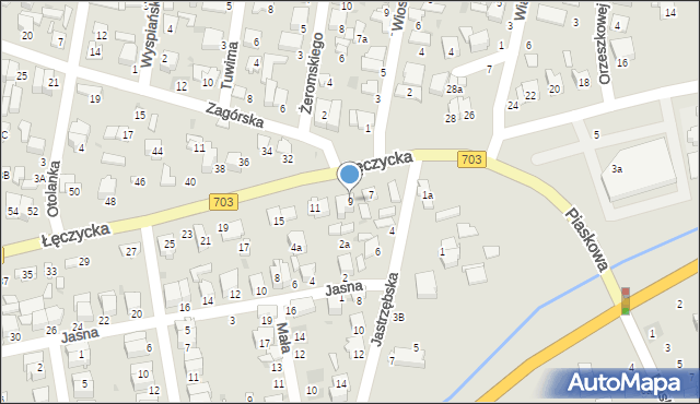 Łowicz, Łęczycka, 9, mapa Łowicza