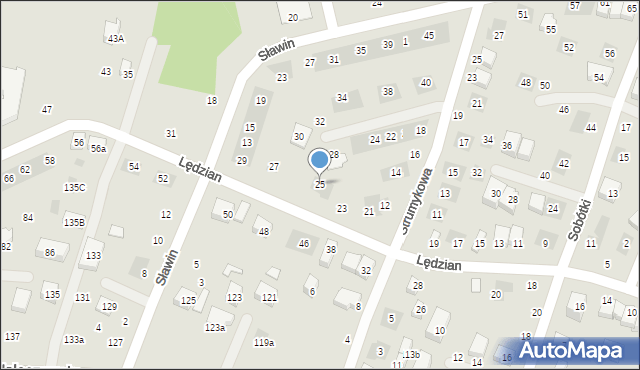 Lublin, Lędzian, 25, mapa Lublina