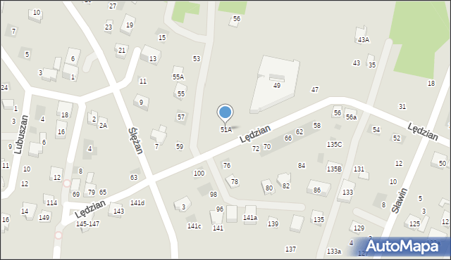 Lublin, Lędzian, 51A, mapa Lublina