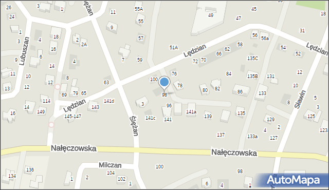 Lublin, Lędzian, 98, mapa Lublina