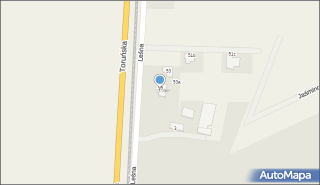 Łysomice, Leśna, 57, mapa Łysomice