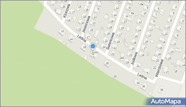 Maków Mazowiecki, Leśna, 22, mapa Maków Mazowiecki