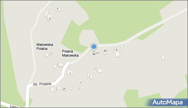 Maków Podhalański, Leśna, 8b, mapa Maków Podhalański