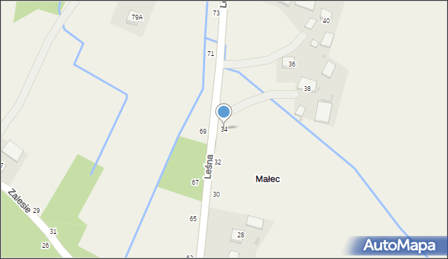 Małec, Leśna, 34, mapa Małec