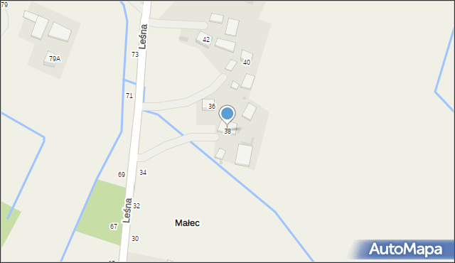 Małec, Leśna, 38, mapa Małec