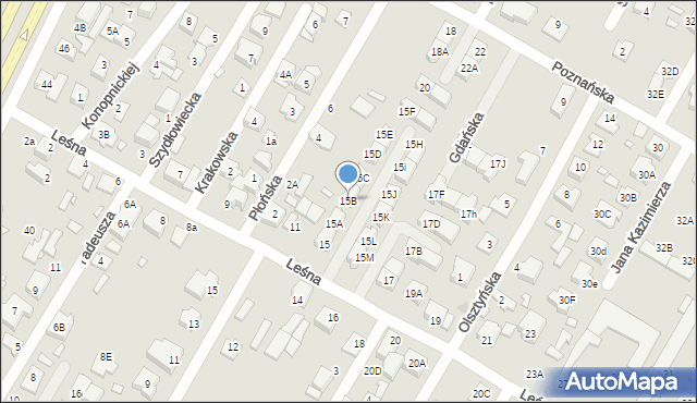 Marki, Leśna, 15B, mapa Marki