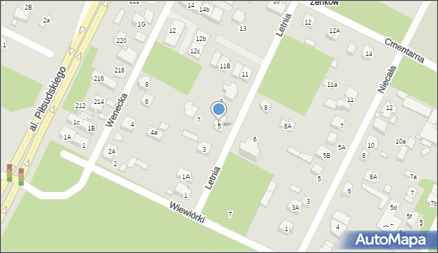Marki, Letnia, 5, mapa Marki
