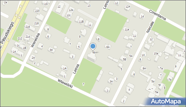 Marki, Letnia, 6a, mapa Marki