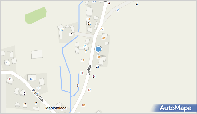 Masłomiąca, Leśna, 18, mapa Masłomiąca