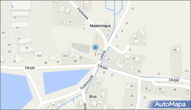Masłomiąca, Leśna, 3, mapa Masłomiąca