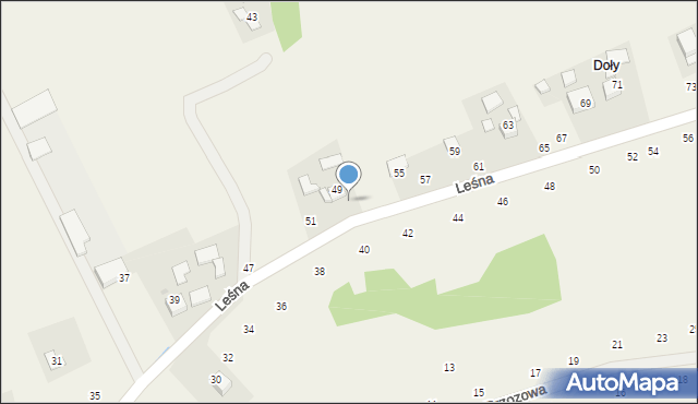 Masłomiąca, Leśna, 53, mapa Masłomiąca