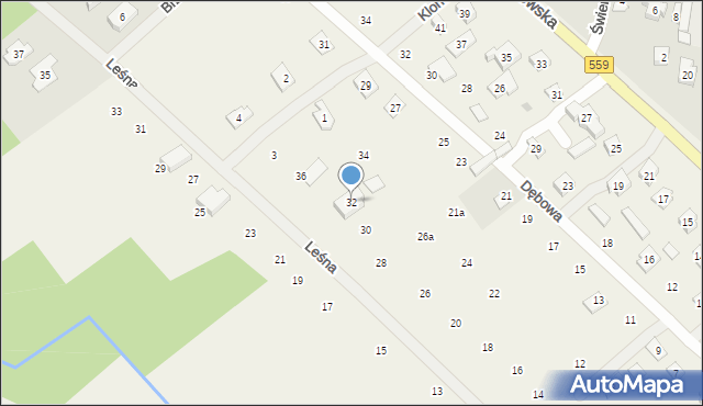 Maszewo Duże, Leśna, 32, mapa Maszewo Duże