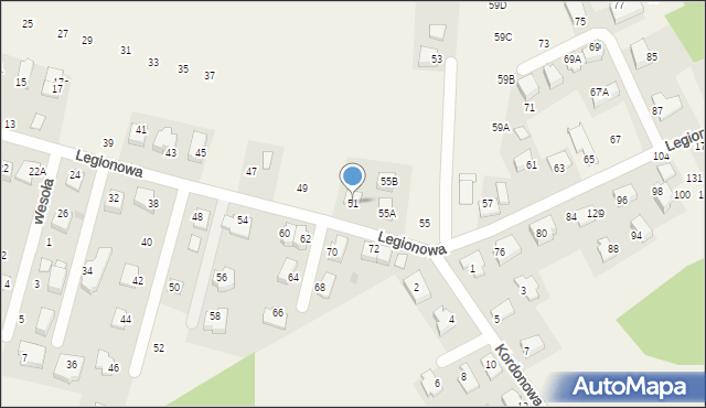 Michałowice, Legionowa, 51, mapa Michałowice