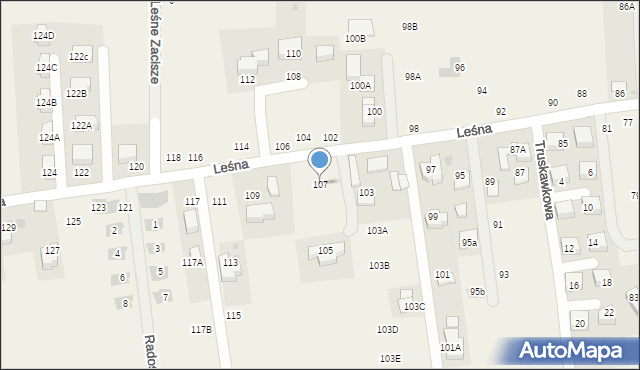Michałowice, Leśna, 107, mapa Michałowice