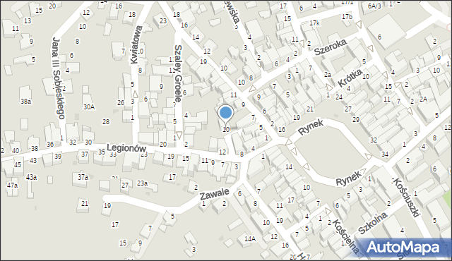 Mielec, Legionów, 10, mapa Mielca