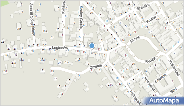 Mielec, Legionów, 11, mapa Mielca